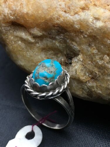 Native American Kingman Turquoise Navajo Ring | Sterling Silver | Sz 4.5 | 4450