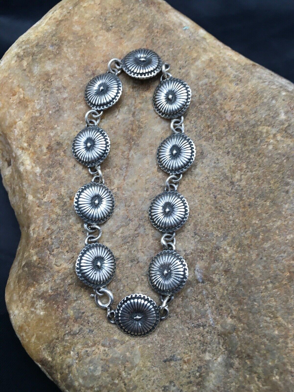 Native American Handmade Navajo Sterling Silver Link Bracelet | 7" | 3117