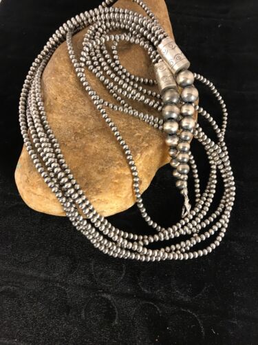 Specialty Navajo Pearls Necklace 6 Strand Sterling Silver 30”