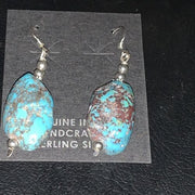 Navajo Turquoise Bead Nugget Earrings | Sterling Silver Pearls | 1" | Authentic Native American Handmade | 12891