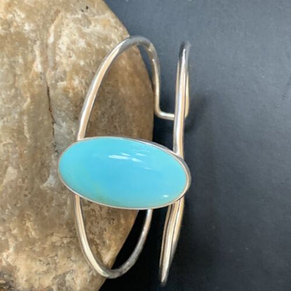 Minimalist Women's Blue Kingman Turquoise Cuff Bracelet | Sterling Silver | 12868