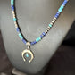 Navajo Blue Turquoise Lapis Necklace Pendant | Authentic Native American Sterling Silver | Naja | 14638