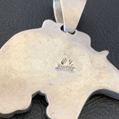 Navajo Blue Turquoise Opal Inlay Pendant | Sterling Silver | Authentic Native American Handmade | 12603