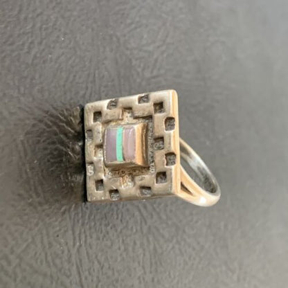 Navajo Blue Turquoise Sugilite Inlay Ring | Sz 5.5 | Sterling Silver | Authentic Native American Handmade | 11285