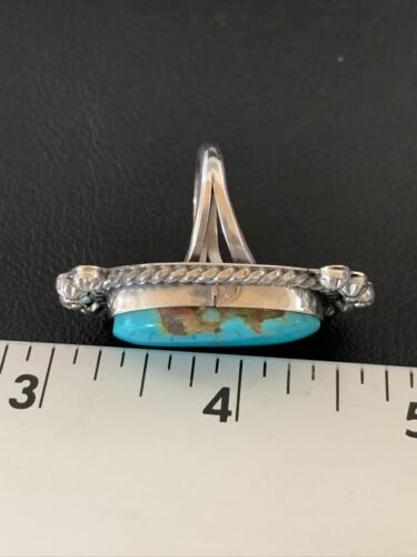 Southwestern Navajo Blue Kingman Turquoise Ring | Sterling Silver | Sz 8 | 13380