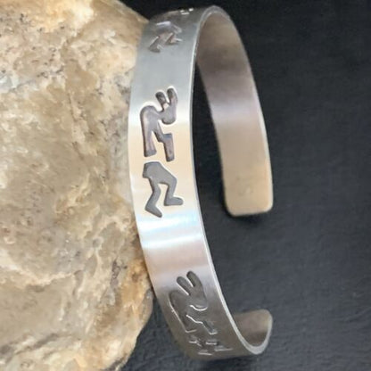 Navajo Kokopelli Stamped Cuff Bracelet | Sterling Silver | Authentic Native American Handmade | 12826
