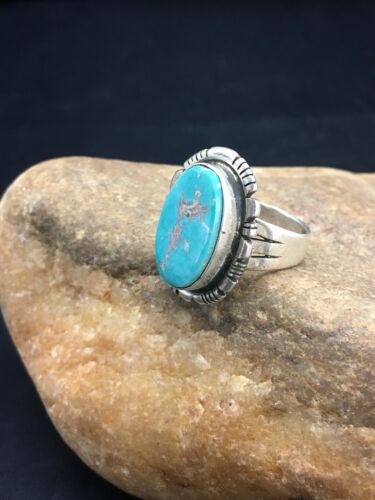 Navajo Sterling Silver Turquoise Ring | Sz 7.25 | Southwestern Handcrafted | 2634