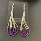 Handmade Liquid Silver Heishi Tube Beads Sugilite Earrings | Sterling Silver | 2" | 13048