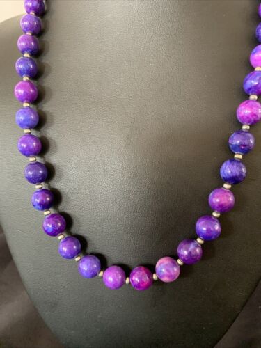 Navajo Pearls Purple Sugilite Bead Necklace | Sterling Silver | Authentic Native American Handmade | 20" | 11805