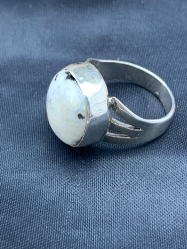 Native American White Buffalo Turquoise Ring | Navajo Sterling Silver | Sz 8.5 | 4646