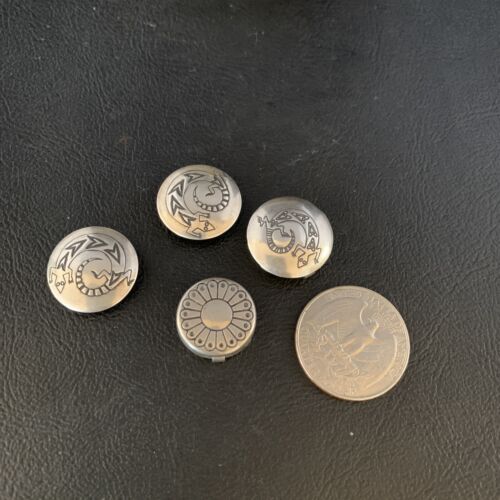 Native American Sterling Silver Button Covers | 0.8" | Navajo Set of 4 | Handmade | 13732