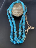 Men's Santo Domingo Blue Kingman Turquoise Shell Necklace | 38" | Authentic Native American Handmade | 13195