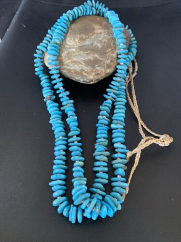Men's Santo Domingo Blue Kingman Turquoise Shell Necklace | 38" | Authentic Native American Handmade | 13195