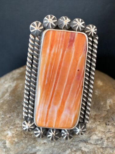 Native American Men's Navajo Spiny Oyster Ring | Sterling Silver | Sz 6.5 | 00999 - Masha USA