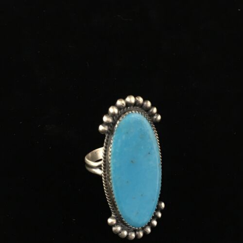 Native American Men's Navajo Blue Turquoise Ring | Sterling Silver | Sz 9.5 | 10080
