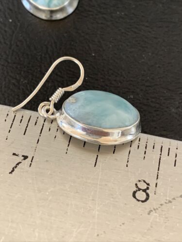 Navajo Blue Larimar Dangle Earrings | Sterling Silver Beads | Authentic Native American Handmade | 1616