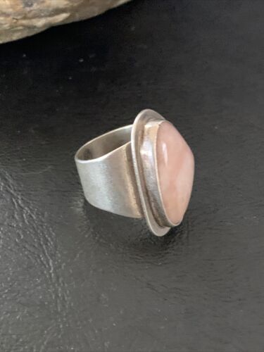 Navajo Old Pawn Pink Rose Quartz Ring | Sterling Silver | Sz 6 | Authentic Native American Handmade | 10834
