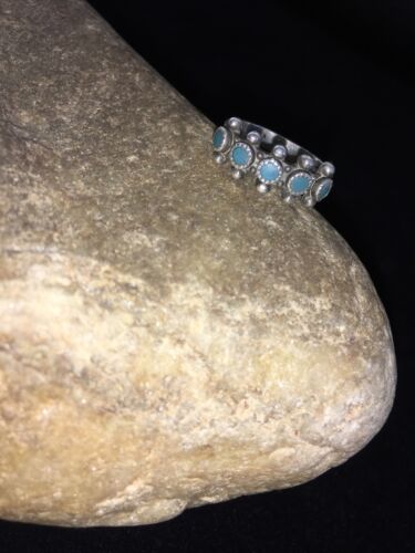 Navajo Women's Blue Turquoise Ring | Sterling Silver | Sz 6.25 | Authentic Native American Handmade | 01785