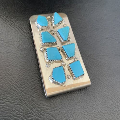 Navajo Handmade Turquoise Money Clip | Sterling Silver | Authentic Native American | 11594
