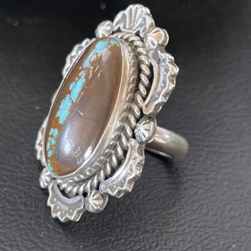 Navajo Blue Ribbon Boulder Turquoise Ring | Sterling Silver | Sz 6 | Authentic Native American Handmade | 10512