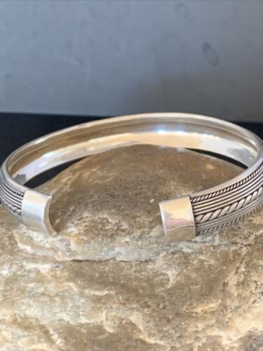 Navajo Stamped Cuff Bracelet | Old Pawn Sterling Silver | Authentic Native American Handmade | 14190