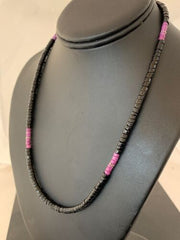 Native American Sugilite Heishi Onyx Necklace for Men | Sterling Silver | 19" | 8822