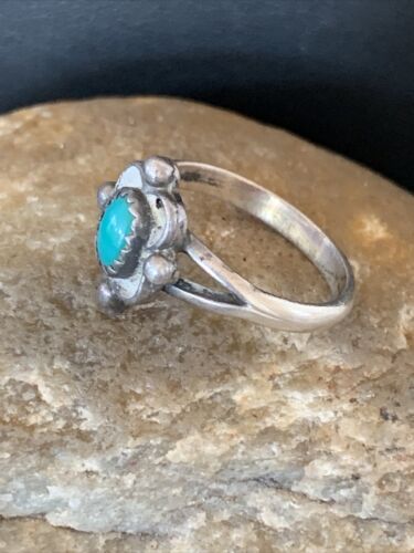 Navajo Green Turquoise Ring | Sterling Silver | Sz 5.5 | Authentic Native American Handmade | 10786