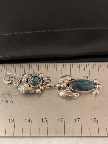 Navajo Spiderweb Turquoise Dangle Earrings | Sterling Silver | Authentic Native American Handmade | 1236