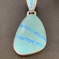 Men's Women's Navajo Blue Turquoise Opal Inlay Pendant | Sterling Silver | Authentic Native American Handmade | 12489