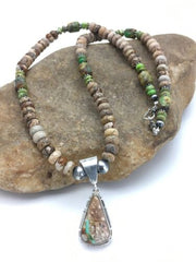 Navajo Green Turquoise Necklace | Sterling Silver | Authentic Native American Handmade | 2612