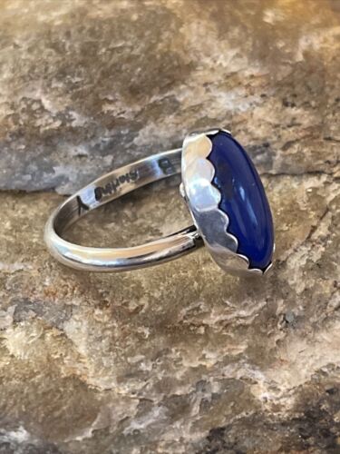 Native American Navajo Navy Blue Lapis Ring | Sterling Silver | Sz 6 | 1128