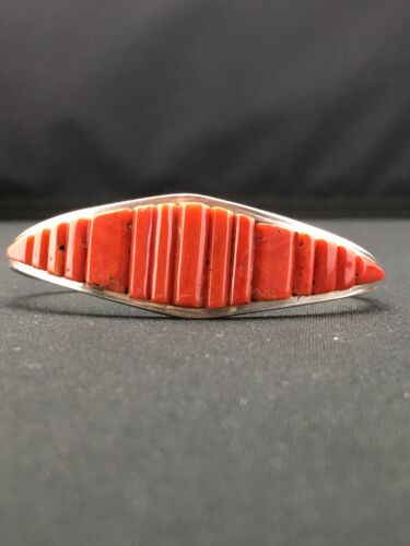 Native American Red Coral Navajo Bracelet | Sterling Silver | Authentic Handmade | 4732