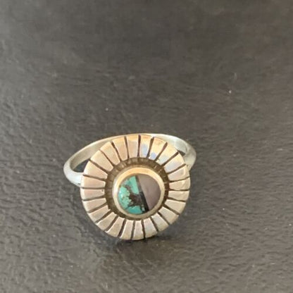 Navajo Blue Turquoise Sugilite Inlay Ring | Sz 6 | Sterling Silver | Authentic Native American Handmade | 11178