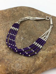 Native American Navajo Sugilite Heishi Bracelet | Sterling Silver | 7" | 2933