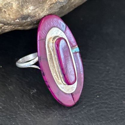 Navajo Purple Sugilite Inlay Ring | Sz 8 | Authentic Native American Handmade | 14453