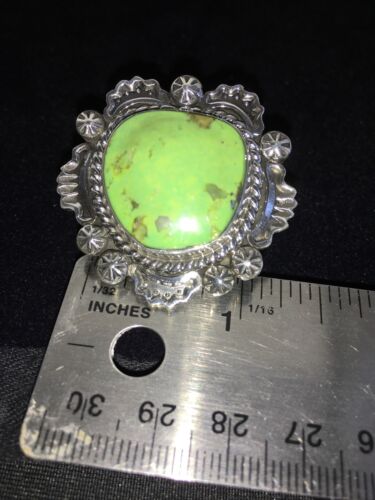Native American Navajo Green Gaspeite Ring | Sterling Silver | Sz 7 | 1803