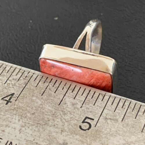 Navajo Red Spiny Oyster Ring | Sterling Silver | Sz 7 | Authentic Native American Handmade | 1837
