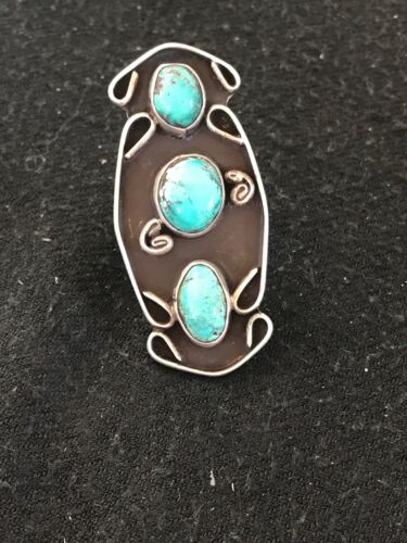 Navajo Southwestern Blue Turquoise Multi-Stone Ring | Authentic Native American Sterling Silver | Old Pawn | Sz 5 | 8635