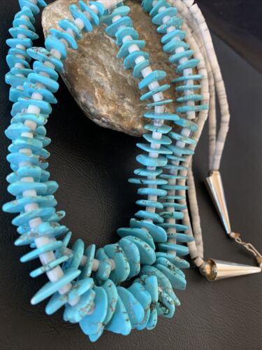 Native American Santo Domingo Howlite Chip Turquoise Necklace | 32" | 11998 - Masha USA