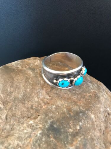 Navajo Kingman Turquoise Multi-Stone Ring | Authentic Native American Sterling Silver | Sz 11.5 | 8201