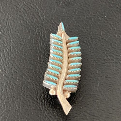 Native American  Blue Turquoise Pin Pendant | Needle Point | Zuni Handmade Sterling Silver | 12803