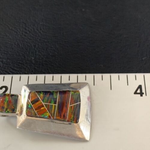 Authentic Native American Navajo Sterling Silver Pendant with Red Opal Inlay | Handmade Jewelry | 13342