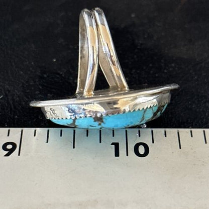 Navajo Blue Kingman Turquoise Ring | Sterling Silver | Sz 8 | Authentic Native American Handmade | 14554