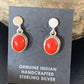 Native American Navajo Red Coral Dangle Earrings | Sterling Silver | 1" | 13114