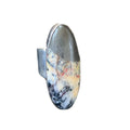 Southwestern Navajo Cinnabrite Ring | White Black | Sterling Silver | Sz 7.5 | 1557