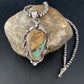Men's Navajo Green Boulder Turquoise Pendant Necklace | Sterling Silver | Authentic Native American Handmade | 13660