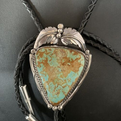 Southwestern Men's Bolo Tie | Blue #8 Turquoise | Sterling Silver | Navajo | 14112