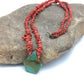 Native American Turquoise Coral Pendant Necklace | Brass Old Pawn | 19" | 4002