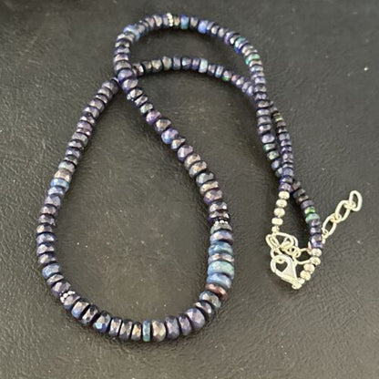 Native American Blue Opal Necklace | Sterling Silver | Navajo Handmade | 18" | 14534