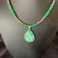 Navajo Green Turquoise Pendant Necklace | Sterling Silver Beads | Authentic Native American Handmade | 13307